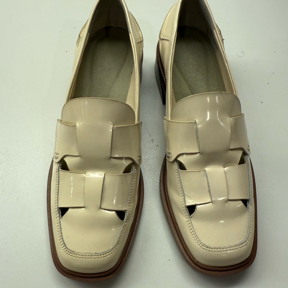 Franco Sarto Cream Patent Loafers